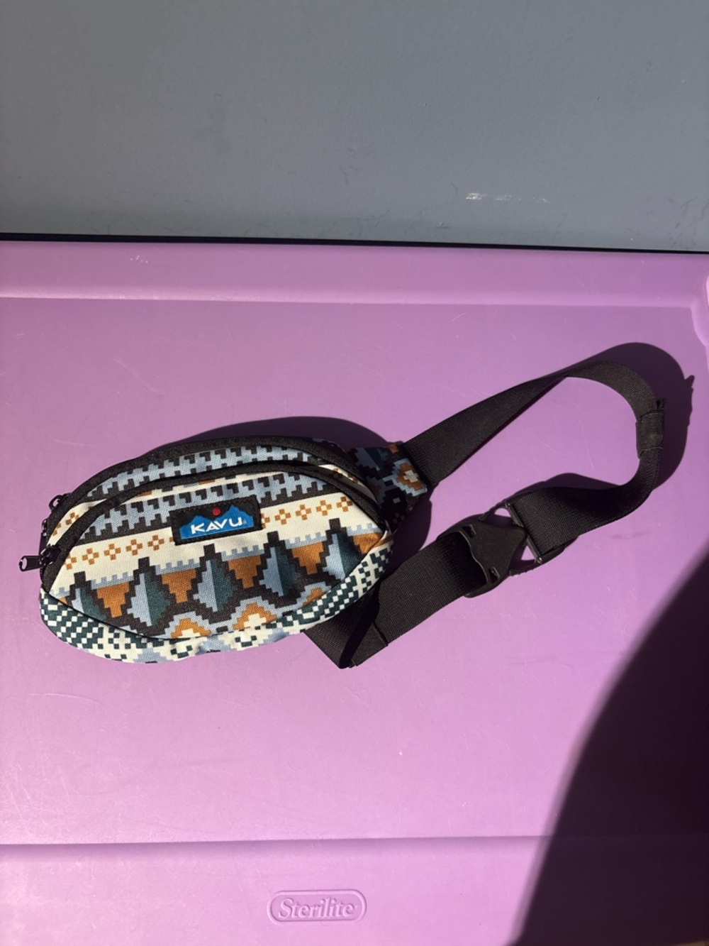Kavu Aztec Print Waist Bag - Teal, Brown, Cream, Black